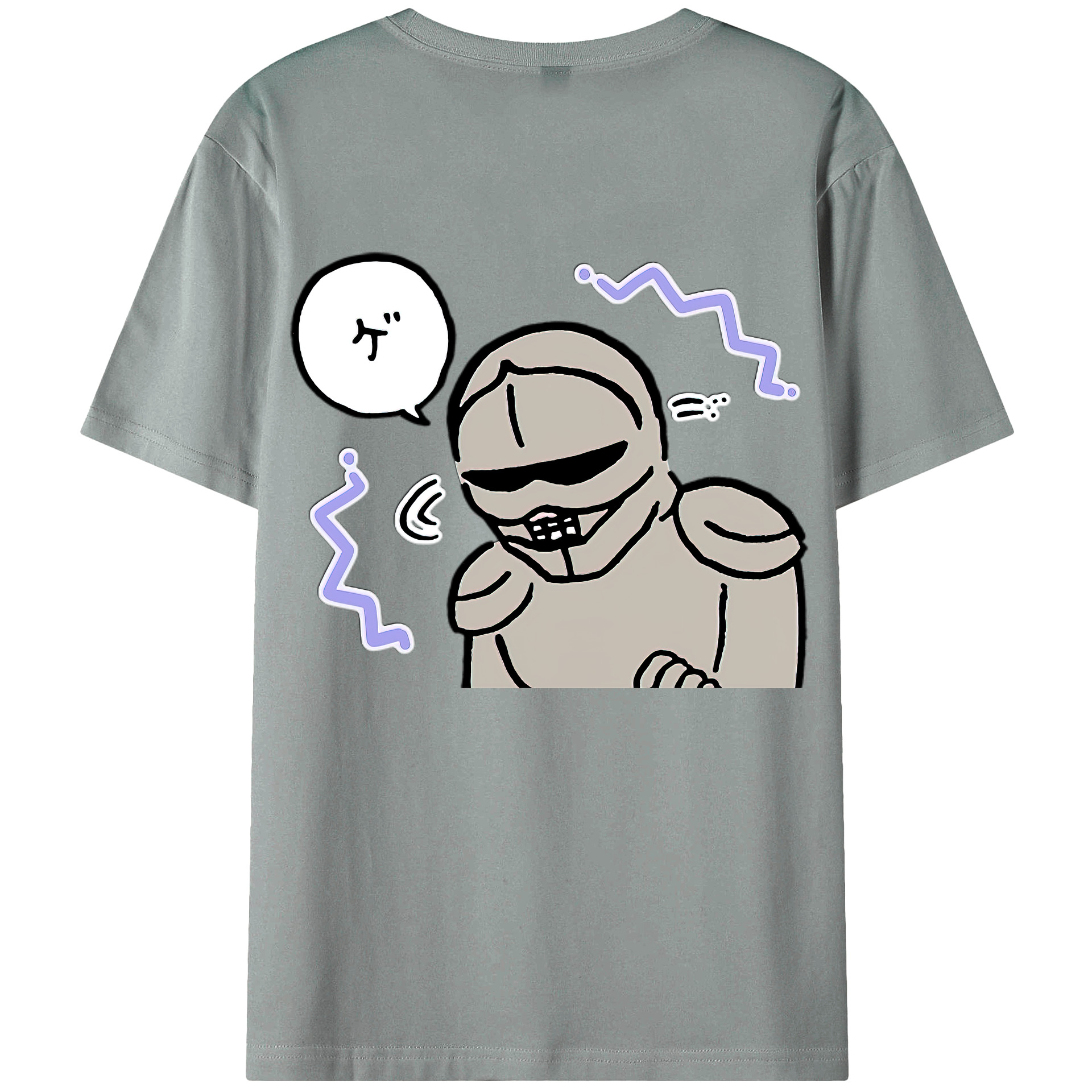 （画像用） ちいかわ 労働の鎧さん Chii-kawa Mr. Armor of Labor 綿100％ メンズ半袖Tシャツ（バックプリント） 通気性